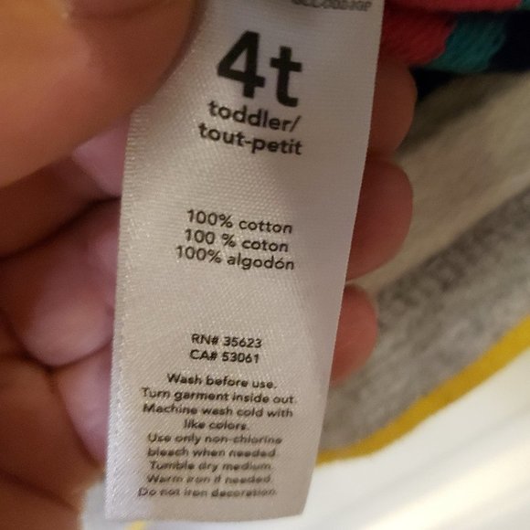 CARTER'S Girl Toddler Horizontal Blue Pink Yellow White Grey Striped Hoodie-S:4T - Picture 3 of 7